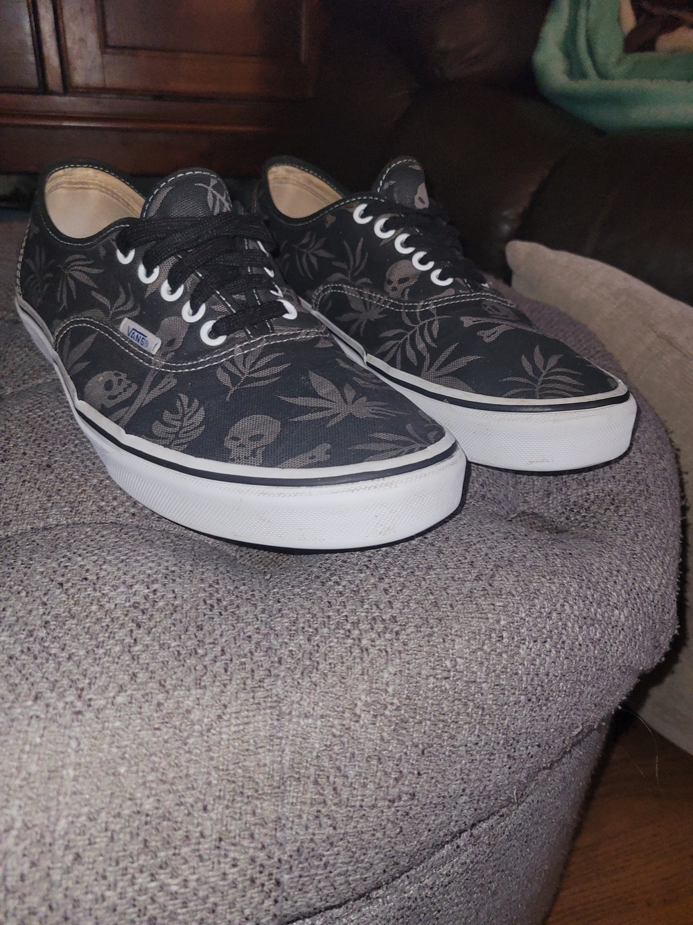 Vans Authentic Van Doren 2014 Limited Drop Black Floral Skull Canvas Sneakers